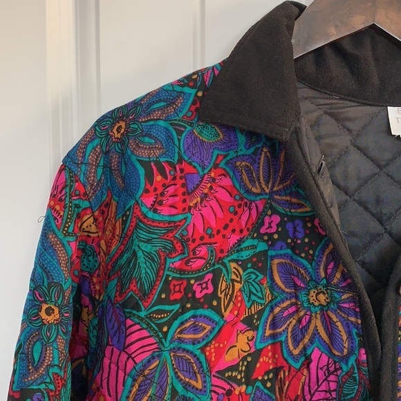 VTG Boston Traveler Y2K Boho Floral Quilted Jacket Folk Style Colorf Women Large - Picture 6 of 12